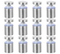 12 pièces Vis D’Entretoise en Verre Acier Inoxydable 19x25 MM pour | Argenté, Montage Mural pour Acrylique et Verre, Usage Extérieur ou Galerie, Lot de Fixation Discret