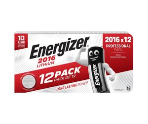 12 Piles CR2016 Energizer Bouton Lithium 3V