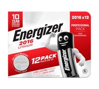 12 Piles bouton Energizer 2016 Lithium CR2016 3V pour clés de voiture, télécommandes et jouets - Longue durée de vie, conservent la charge pendant 10 ans
