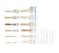 12 Pinceaux Plats Colorés + 6 Couteaux à Peinture, Mallette de Pinceaux pour Peinture Acrylique, Huile & Aquarelle, 12 Tailles Pinceau de Peintre avec Manche en Bois