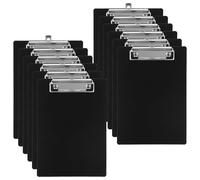 12 planches de présentation A5, noires, 225 x 157 mm, en plastique PP, avec clip métallique