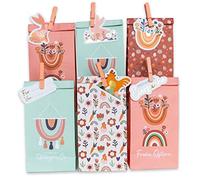 12 pochettes cadeaux imprimées pour Pâques - Boho - idée cadeau idéale ou décoration - avec pinces en bois et 2 feuilles de pendentifs découpés dorés | Nid de Pâques à bricoler et à offrir - Set 9