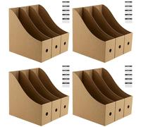 12 porte-revues, en papier kraft, format A4, 27x26x9 cm, couleur marron