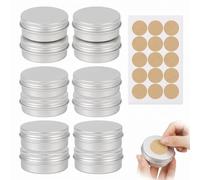 12 Pots en Aluminium avec Couvercle à Vis, Petit Pot, Lot de Boite Aluminium 10g 20g 30g pour Cosmétique, Crème, Baume à Lèvres et Voyage, Récipient Vide en Métal avec Étiquettes Autocollantes Rondes