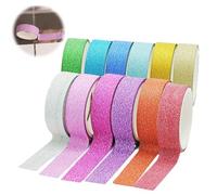 12 Rollen Tape Rubans Pailletés Colorés et Décoratifs Cadeaux de Noël Arbre Ruban Adhésif Decoratif Couleur Adhésif Masking Tape pour DIY Décoratifs Artisanat Scrapbooking Cadeaux Décoration Journal