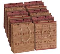 Infactory 12 sacs cadeaux en papier kraft avec motif de Noël 23 x 18 x 8 cm