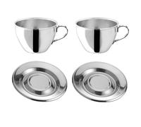 12 set Tasses à Cappuccino en acier inoxydable - 6 tasses avec soucoupes - Motta 1510