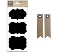 12 stickers ardoise Baroque + 20 étiquettes kraft Fanion Multicolore G