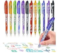 12 Stylos EffaçAble, 0,5 Mm Stylos à Bille Avec Gomme Pour Enfants, 6 Couleurs Stylo Gomme, Encre Gel EffaçAble Avec Gomme