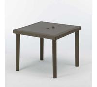 12 tables de bar carrées Grand Soleil Boheme en poly rotin Set 90x90 cm - Marron