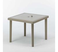 12 tables de bar carrées Grand Soleil Boheme Poly-Rattan Set 90x90 cm - Beige