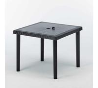 12 tables de bar carrées Grand Soleil Boheme Poly-Rattan Set 90x90 cm - Noir