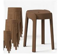 12 Tabourets Gigognes empilables BM HOME TAB-MARRON en plastique, légers pour la maison salle de uisine, jardin