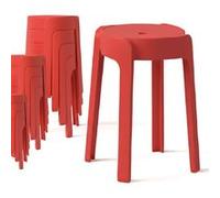 12 Tabourets Gigognes empilables BM HOME TAB-ROUGE en plastique, légers pour la maison, salle de uisine, jardin