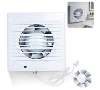 12 W Extracteur d'Air Salle de Bain Silencieux, 34 dB VMC Salle de Bain | Ventilation Extracteur d'Air avec Interrupteur à Tirette, Ø 100 mm, Montage Mural / Plafond, pour WC, Cuisine, Garage, Bureau