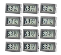 12 x Thermomètre numérique et hygromètre d’intérieur, mini thermomètre d’intérieur et hygromètre pour la chambre, thermomètre de pièce pour la maison, le bureau, la serre, le réfrigérateur, Noir