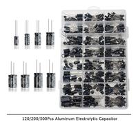 120/200/500 pièces 16V 25V 50V 0.1uF - 1000uF condensateur électrolytique en aluminium Kit assorti boîte 1uF 4.7uF 10uF 47uF 220uF 330uF 470uF