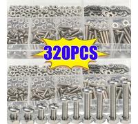 120/320 pièces Assortiment de vis, écrous et boulons en acier inoxydable M2 M2.5 M3 M4 M5 Métrique 120pcs,320 piècesAcier inoxydable