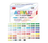 120 Couleur Feutre Acrylique à Double Pointe,Marqueur Peinture Acrylique avec Pointe Extra Fine de 0,7 mm,Permanent (Lot de 60）