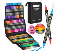 120 Couleurs Feutre Acrylique, Stylos Acryliques à Pointe Pinceau pour le Coloriage Adulte，Acrylic Paint Markers pour Pierre, Bois, Toile, Verre, Céramique, Plastique