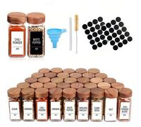 120 ml Bocal à épices carré en verre de 4 oz avec couvercle agitateur, en bois d'acacia Lot de 12 flacons + stylo + pinceau + entonnoir + étiquette,Lot de 24 flacons, stylo + pinceau + entonnoir + éti
