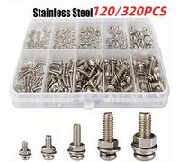 120 pièces/320 pièces Kit d'assortiment de vis et d'écrous en acier inoxydable haut de gamme - résistant à la corrosion, écrous à encoche, tailles de M2 à M5 - idéal pour le DIY, la réparation et les 