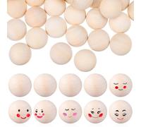 120 pièces Boules en Bois Massif Lisses 2,4cm pour Loisirs créatifs | Finition Brute et Grain , Teinte Kaki, pour Bijoux, Figurines, Décorations et Ateliers