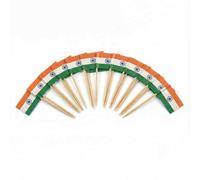 120 Pièces de Pics à Cocktail avec Drapeau de l’Inde - 6,5 cm (2,5 po) Cure-dents en bambou avec mini-drapeaux - Pics de décoration pour amuse-bouches et boissons - par Mobi Lock