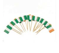 120 Pièces de Pics à Cocktail avec Drapeau de l’Irlande - 6,5 cm (2,5 po) Cure-dents en bambou avec mini-drapeaux - Pics de décoration pour amuse-bouches et boissons - par Mobi Lock