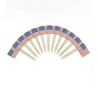 120 Pièces de Pics à Cocktail avec Drapeau de USA - 6,5 cm (2,5 po) Cure-dents en bambou avec mini-drapeaux - Pics de décoration pour amuse-bouches et boissons - par Mobi Lock