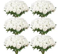 120 pièces de roses blanches artificielles, bouquet réaliste, décoration de Noël pour la maison