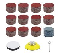 120 Pièces Disques de Ponçage 50mm Abrasifs Papier à Poncer Grains | JaneYi Kit de Ponçage Bois avec Tampon Mousse Souple et Tige 1/4" Grains 60-3000 pour Perceuse et Outils Rotatifs