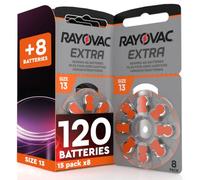 120 Piles Auditives 13 Rayovac pour Appareils Auditifs + 8 Piles Udivita