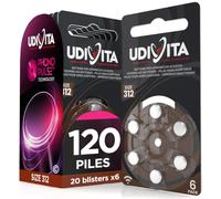 120 Piles Auditives Taille 312 (Marron) PR41 VARTA Zinc Air Tension Stable Longue Durée Résistantes aux Fuites Compatibles avec Tous Dispositifs Made in Germany - 20 Blisters de 6 Piles