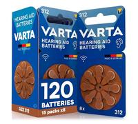 120 Piles Auditives Taille 312 (Marron) PR41 VARTA Zinc Air Tension Stable Longue Durée Résistantes aux Fuites Compatibles avec Tous Dispositifs Made in Germany - 15 Blisters de 8 Piles