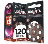 120 Piles Auditives Taille 312 Udivita PR41 (Marron) Zinc-Air Hearing Evolution Technologie Phono Pulse - 15 Blisters de 8 Piles