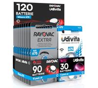 120 Piles pour appareils acoustiques Rayovac Extra Advanced 675 120 Piles : 90 Rayovac + 30 Udivita