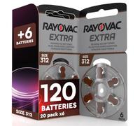 120 Piles pour Appareils Auditifs 312 Rayovac Extra Suond Fusion +6 Udivita | 20+1 Plaquettes de 6 Batteries
