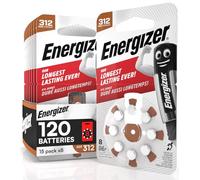 120 Piles pour Appareils Auditifs Energizer pour Écouteurs Taille 312 Brun Sans Mercure 15 Paquets de 8 Piles