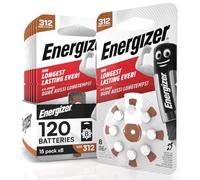 120 Piles pour Appareils Auditifs Energizer Taille 312 Marron avec Technologie PowerSeal - 15 Paquetes de 8 Pilas