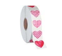 1200 autocollants en forme de cœur, 12 motifs d'étiquettes autocollantes avec ligne de perforation en rouleau, à utiliser pour la Saint-Valentin, tableaux de récompenses, collectes de sang, signets