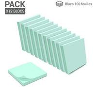 1200 Notes autocollantes repositionnables 12 blocs de 100 feuillets 75 x 75 mm bleu pastel Bleu pastel G