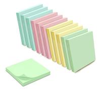 1200 Notes Autocollantes Restickables, Couleurs Pastel Assorties 12 Pièces, 100 Pièces Chacune 75 X 75 Mm