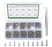 1200 Pièces Mini Vis Autotaraudeuse à Tête Ronde, Micro Kit Assortiment de Remplacement de Réparation pour Téléphones Lunettes