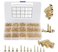 1200 Pièces Vis Autotaraudeuses,Phillips Tête Plate Vis à Bois Dorées Plaqué Doré,M2/M2.5/M3 Croisée Petites Vis Autoforeuse Pour équipement de Bureau, Meubles en Bois Devoirs DIY.