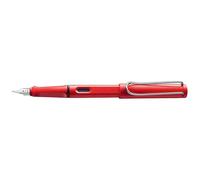 Lamy Stylo à plume Safari Red – Plume acier M, grip ergonomique, ASA, cartouche bleue T 10, droitier