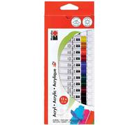 Marabu Peinture acrylique – à base d'eau, couvrante, mate, mélangeable – kit 12 x 12 ml