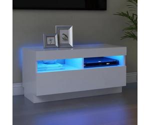 122|CHEZ Jill's* NEW Meuble télé moderne pour télévision ,Table basse TV avec lumières LED Blanc 80x35x40 cm