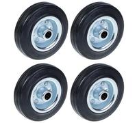 125mm 5" black rubber wheel with pressed steel centre 120kg - Set of 4