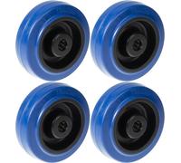125mm 5" wheel blue rubber with nylon centre stainless bearing 800kg, set of 4